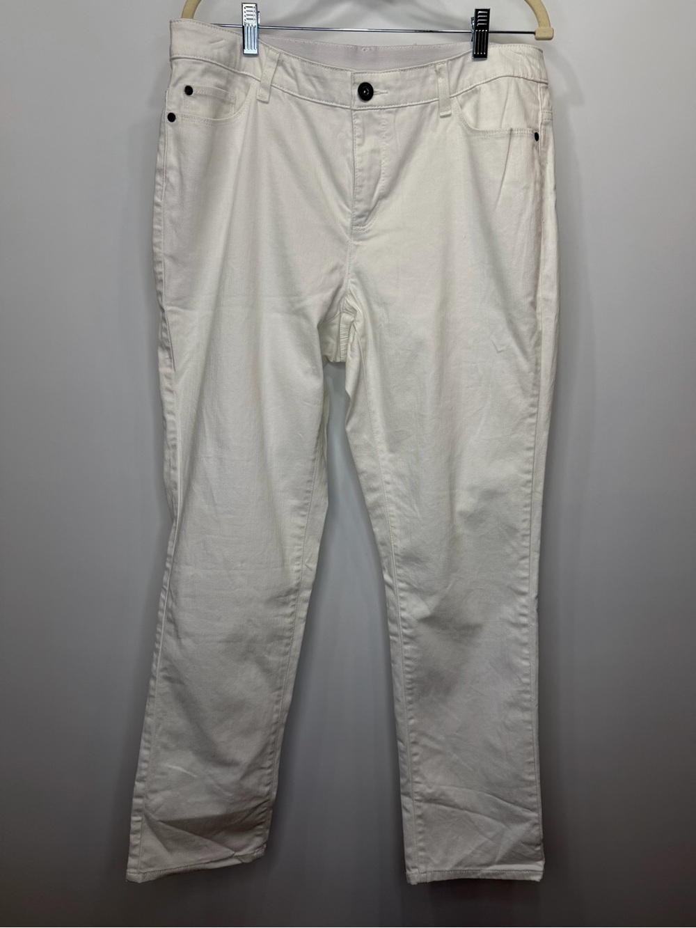 CJ Banks White Straight-Leg Pants